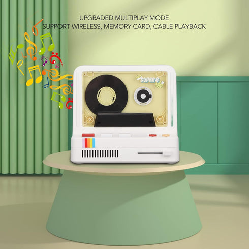 Retro Bluetooth Speaker, Portable Desk Bluetooth Cassette Player, Supports Bluetooth Aux and Memory Card, Mini Night