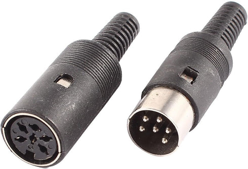 uxcell Pair of Black DIN 6 Pin Female + Male Adapter Socket Audio AV Connector