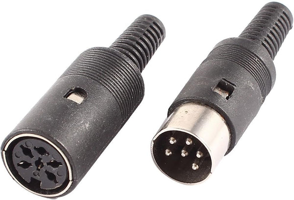 uxcell Pair of Black DIN 6 Pin Female + Male Adapter Socket Audio AV Connector