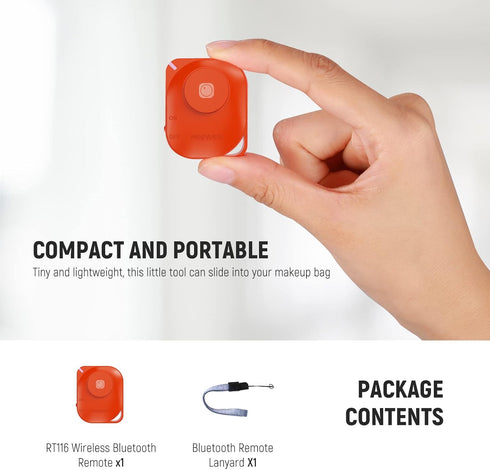 NEEWER Wireless RT116 Bluetooth Remote Camera Shutter Release Control with Lanyard for iPhone, iPad, Android