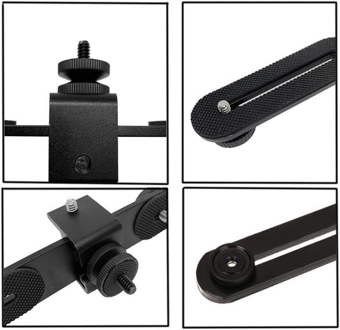 Walway 1/4 inches Straight Triple Head Bracket Tripod Mount for Screw DSLR Camera LED Light Flash Light Microphone