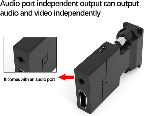 HSEUOPV HDMI to VGA Adapter Converter with Audio, Video Dongle adaptador Compatible with Laptop,ProjectorComputer