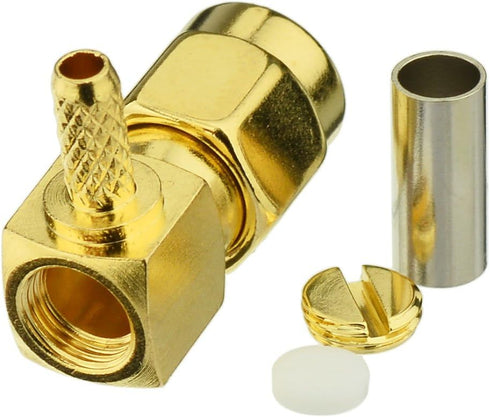 Eightwood 10pcs SMA Male Crimp Right Angle RF Connector for Coax Cable RG316 RG174 LMR100