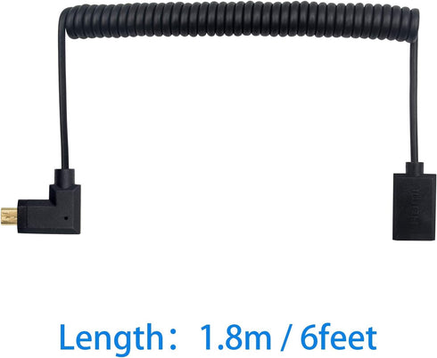 Duttek Micro HDMI to HDMI Adapter Cable, Left Angled Micro HDMI Male to HDMI Female Coiled Cable, 1.8M