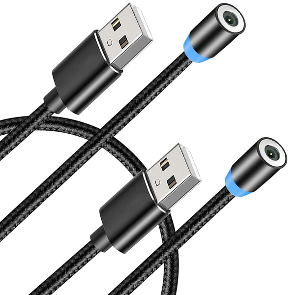 Terasako Magnetic Charging Cable, 2-Pack, 10ft 3-in-1 Nylon Braided Cord, Compatible with Micro USB, Type C