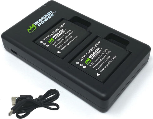 Wasabi Power Battery (2-Pack) and USB-C Charger for Ricoh Pentax D-LI92 and