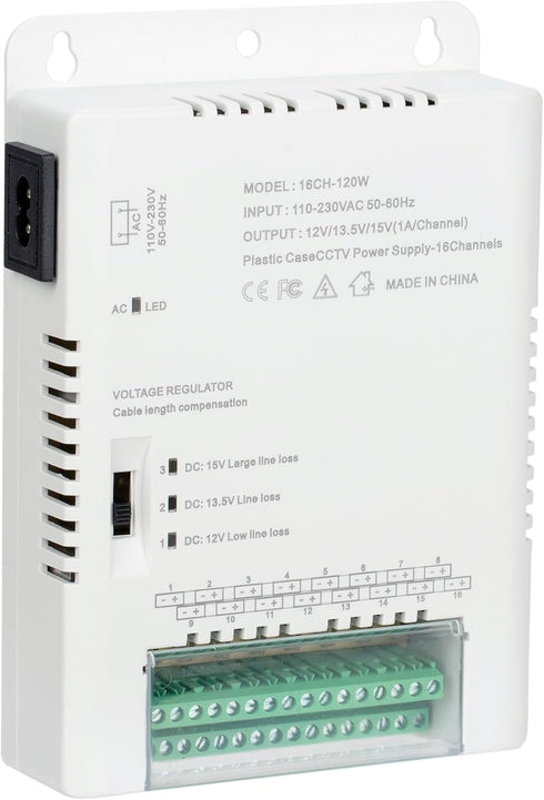XENOCAM 16 Channel CCTV Camera Power Supply Distribution Power Supply 90V-264VAC Input to