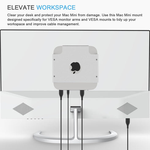 IFCASE Mac Mini Monitor Vesa Mount, Aluminum Material Holder for Mac Mini 2010-2023 M2 Pro (Silver)