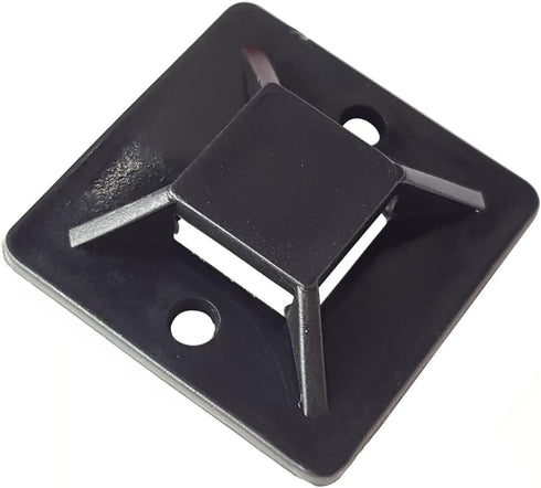 Cable Tie Mounts Self Adhesive Clips, Wire Tie Base (25mm x 25mm), Premium Grade Strength, 100 Black