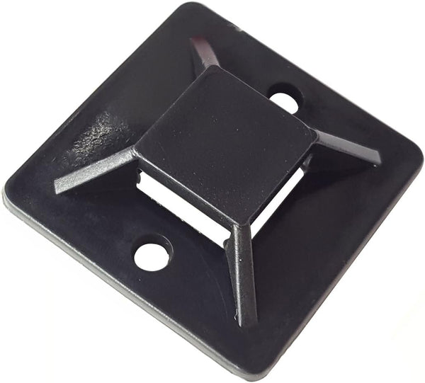 Cable Tie Mounts Self Adhesive Clips, Wire Tie Base (25mm x 25mm), Premium Grade Strength, 100 Black