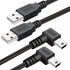 2-Pack 6ft Mini USB Cable 90 Degree for Garmin Nuvi, Canon DSLR, Dash Cam, SatNav, Camcorders - Right Angle Charger
