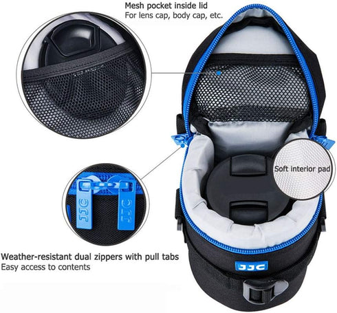JJC Camera Lens Pouch Case for Canon EF 35mm, Nikon Nikkor AF-S 55-200mm, 18-300mm, Tamron, Fujifilm