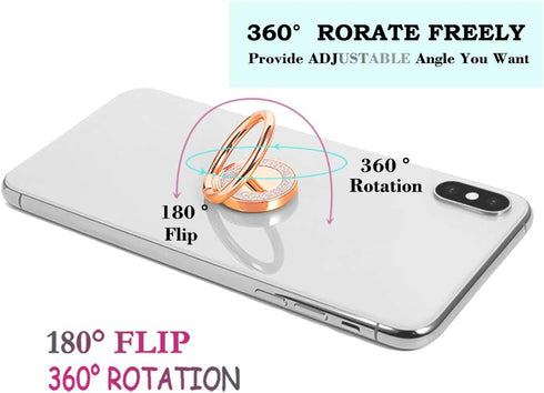 Glitter Bling Bling Phone Ring Holder, Sparkle Kickstand, Cell Phone Finger Grip for Almost All Phones/Pad - Rose Gold