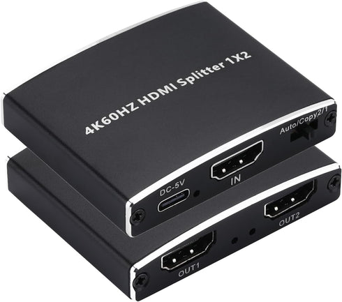 Wonlyus 2026 Upgraded 4K@60Hz HDMI 2.0b Splitter 1 in 2 Out, 4K HDMI
