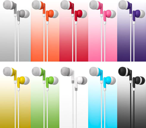 Maeline Bulk Earbuds with 3.5 mm Headphone Plug - 100 Pack Wholesale Bundle in Multi Color