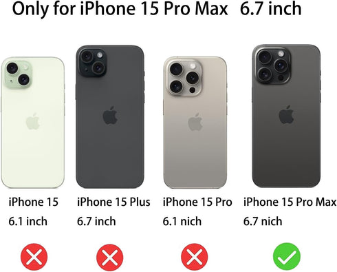 2 Pack Anti-Spy Tempered Glass Screen Protector for iPhone 15 Pro Max - Matte, Anti-Glare, 6.7 inch, Colorful Film