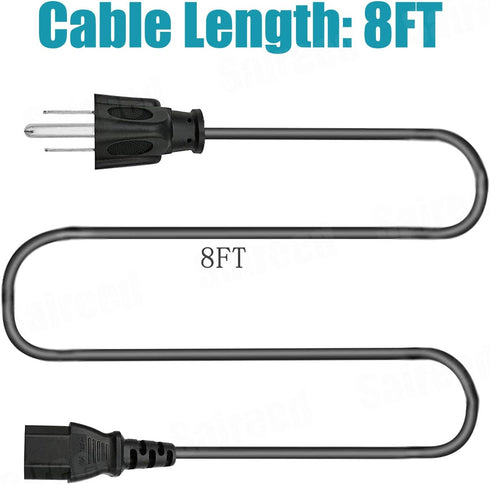 3 Prong Power Cord Replacement for Viewsonic PJ452 PJD5155, 8ft C13 AC Cable