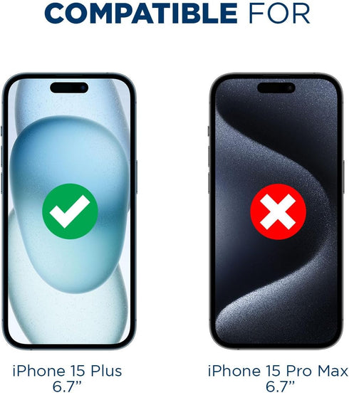 Tech Armor Screen Protector for iPhone 15 Plus 6.7 inch - Ballistic Tempered Glass, Case Friendly, Sensor Protection, HD, 9H Hardness, 3 Pack + Bonus Camera Lens Protectors
