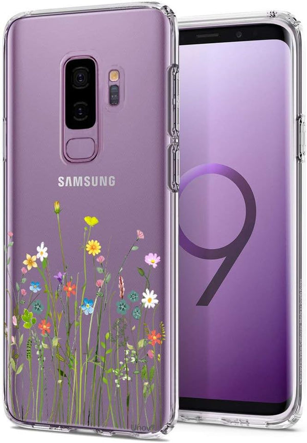 Unov Clear Case for Galaxy S9 Plus, Slim Soft TPU Floral Pattern Protective Back Cover (Flower Bouquet)
