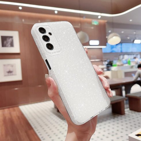 MINSCOSE Cute Bling Glitter Thin Slim Shockproof TPU Cover for Samsung Galaxy A14 5G, 6.6 Inch, White