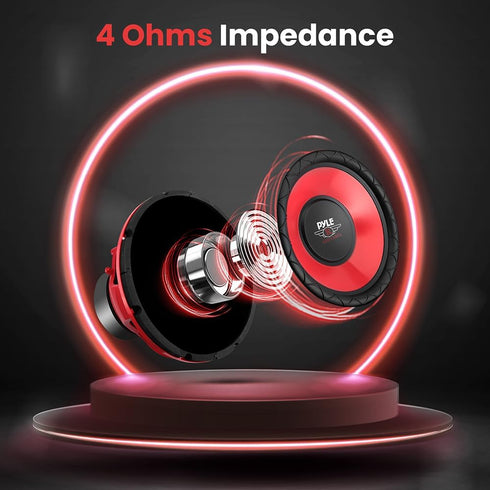 PYLE PLW10BL 10-Inch Subwoofer, 600 Watt, Red