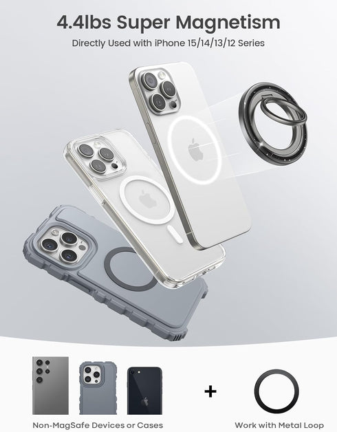 Lamicall Magnetic Phone Ring Grip for MagSafe, 2024 Upgrade Metal Gear Hinge, Ultra Strong Magnet for iPhone