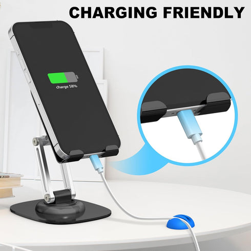 Fully Adjustable Foldable Phone Stand, 360 Degree Rotating Holder for iPhone 15 14 13 12 Pro Xs Max Xr, Desktop Cell