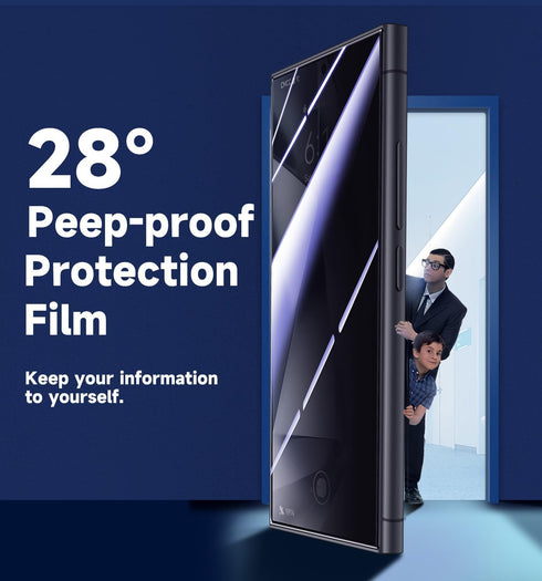 MAGIC JOHN Privacy Glass Screen Protector for Samsung Galaxy S24 Ultra 6.8" - 2 Pack, Anti-Spy, Bubble Free, Case