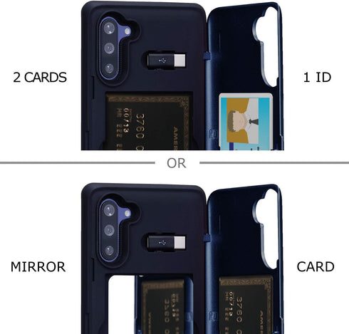 TORU CX PRO Case for Galaxy Note 10, Slim Protective Cover with Card Holder, Hidden Wallet, Kickstand, Blue