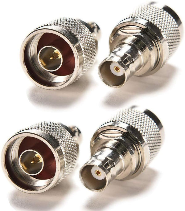 N Male to BNC Female Adapter, 4pcs Coaxial Connector for Radio Walkie Antenna Converter