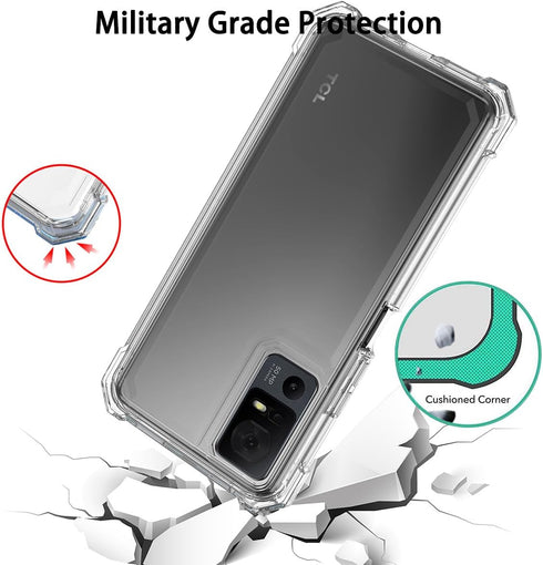 for TCL 40 XL Case, Crystal Clear Full-Body Rugged Hybrid Bumper Shockproof Protective Phone Case with Tempered Glass