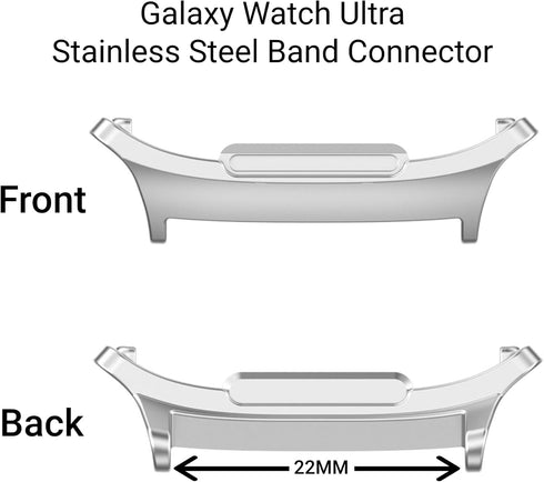 2Pairs Adapters for Samsung Galaxy Watch Ultra 47mm Connector 22mm Watch Band, Metal Stainless Steel Connection Adapter