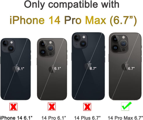 Compatible with iPhone 14 Pro Max 6.7” Wallet Case +1 Screen Protector, Slim Protective case with Card Holder, PU Leather Kickstand Card Slots Case iPhone 14 pro max(6.7")-Rose Red