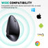 Bluetooth and 2.4G Rechargeable Wireless Mouse, Ergonomic Vertical Design, 1000/1200/1600 DPI, Black