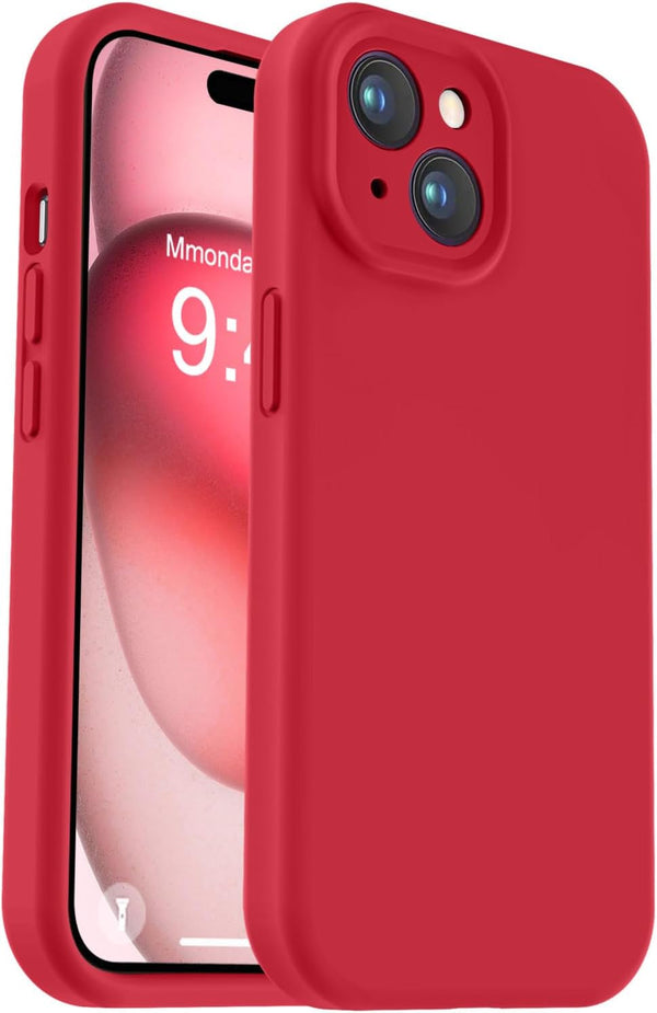 Vooii iPhone 15 Plus Case, Red Upgrade Liquid Silicone with Enhanced Camera Protection and Soft Anti-Scratch Lining