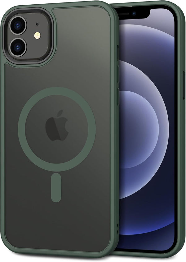 CACOE Magnetic Case for iPhone 12 & 12 Pro 2020, Compatible with MagSafe & Magnetic Car Phone Mount, Dark Green
