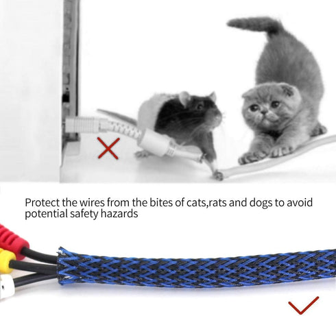 Black PET Expandable Sleeving, Cord Protector Wire Loom Tubing for USB Charger Cable, Power Cord, Audio Video Cable