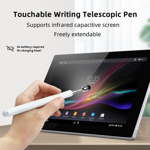 Universal Telescopic Stylus Pen for Touch Screens, Retractable Pointer Stick & Stylus with Special Flocking Tip,