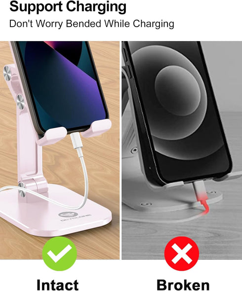 OCYCLONE Cell Phone Stand, Angle Height Adjustable Holder for Desk, Compatible with iPhone 15/14/13/11/12/iPad/Kindle