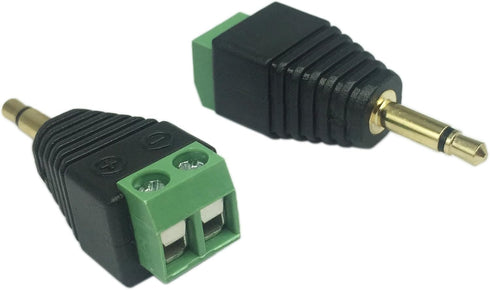 CERRXIAN 3.5mm TS Mono Male to 2 Pin Screw Terminal Female AUX Headphone Replacement Adapter (2-Pack)