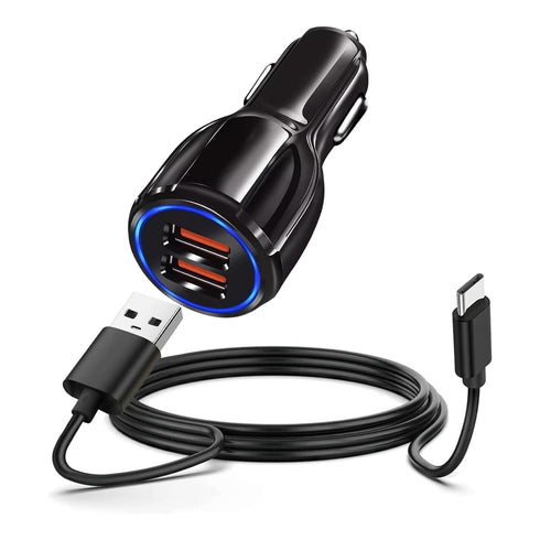Fast Car Charger & 5ft USB Type C Charging Cable for TCL Flip Pro 10L 20 SE 30, Cricket Influence Icon 2/3, ATT Calypso