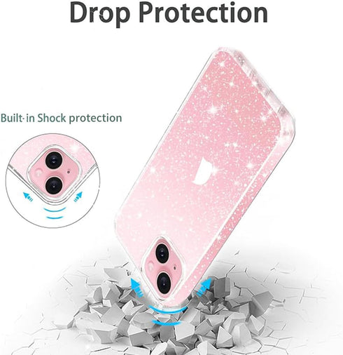JJGoo iPhone 13 Case, Clear Glitter Soft TPU Shockproof Protective Bumper Cover for Women Girls, 6.1inch