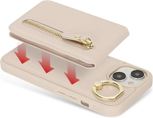 DEYHU 13 2-in-1 Apple13 for iPhone Phone case with Card Holder with Compatible magsafe Magnetic, Key Chain PU Leather
