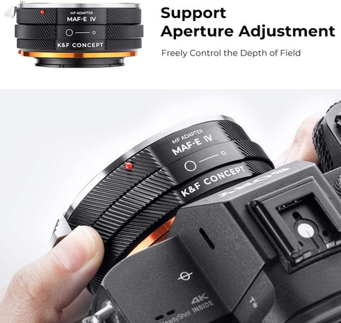 K&F Concept IV PRO MAF-NEX Lens Mount Adapter, Manual Focus Compatible with Minolta AF/Sony Alpha to Sony-E