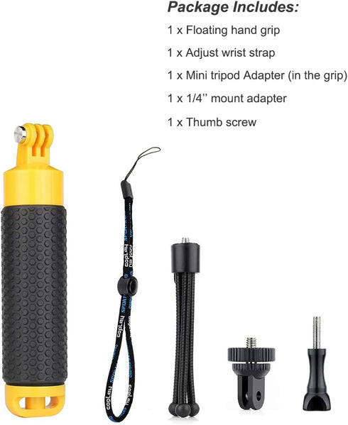 Floating Hand Grip Mini Tripod Stand Waterproof Monopod for GoPro Hero 13 12 11 10 9 8 7 6 5 4 3 2 Session, Fusion, Max