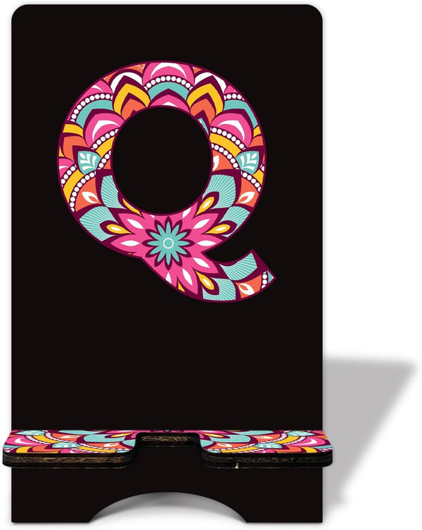 bxtala Personalized Initial Wooden Cell Phone Stand - Cell Phone Stand for Desk