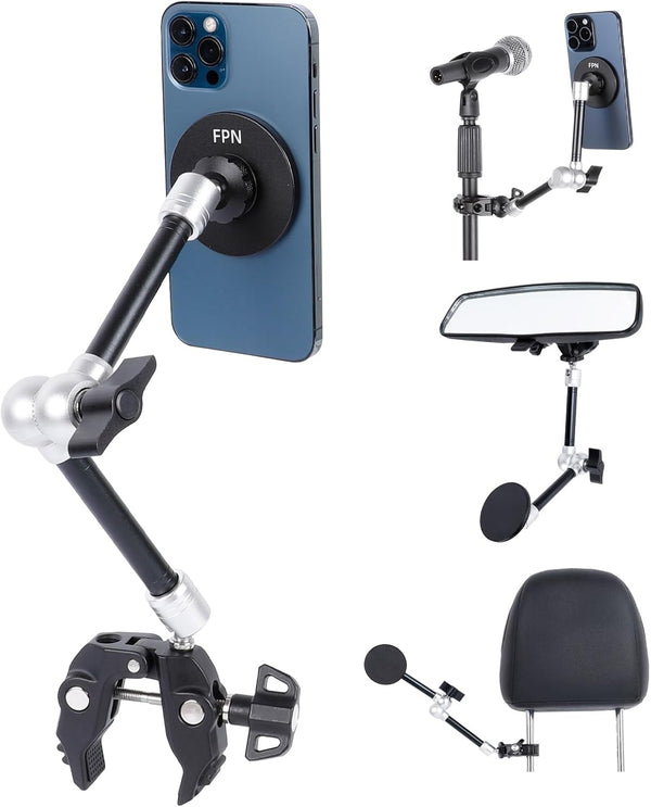 FPN All-Metal Magnetic Phone Holder with Super Clamp&10 Long Arm for Magsafe, Adjustable