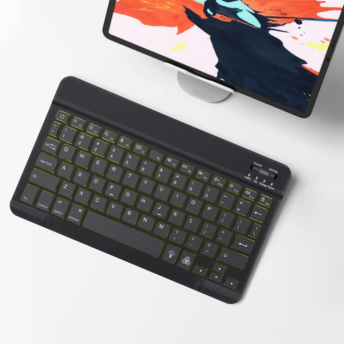 OMOTON Bluetooth Keyboard, Wireless Rechargeable Keyboard for iPad, Pro, Mini, Air with Illuminated LED, Black