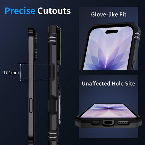 Muntinfe 17 17 6.3 inch, for iPhone Case with HD Screen Protector & Slide Camera Cover & Rotated Ring Kickstand