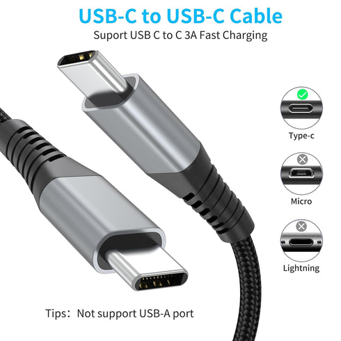2ft USB C to USB C Cable, 3 Pack Braided USB C to C Charging Cord 60W/3A Type C to Type C Cable Fast Charging Car Charger for iPhone 15 Pro, Samsung Galaxy S23 S22, Moto LG, Google Pixel, iPad Air 4